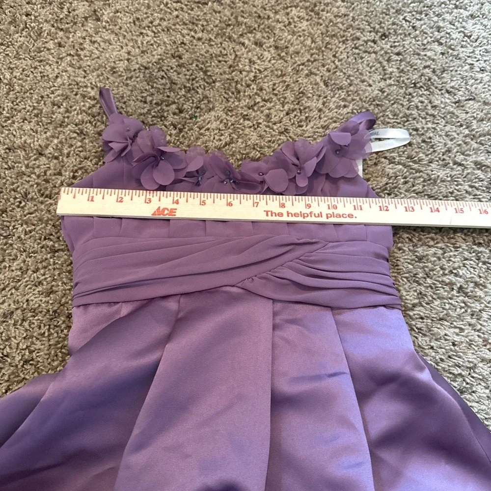 David's Bridal Lavendar Satin Flower Girl Dress Size 8 Wedding Formal